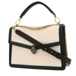 Bulgari Serpenti shoulder bag in white, black and green quilted leather