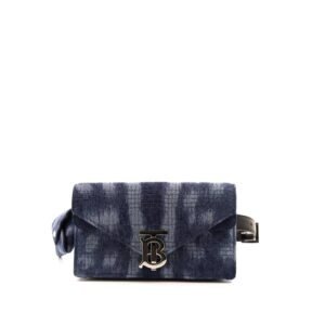 Burberry TB clutch-belt in blue denim and black leather