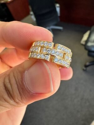 CARTIER MAILON PANTHERE HALF DIA 18K YELLOW GOLD RING SIZE 53/ w box - R11074
