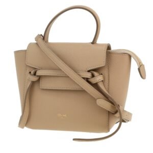 Celine Belt Nano shoulder bag in beige grained leather