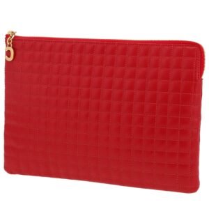 Celine C bag pouch in red quilted leather