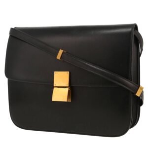 Celine Classic Box large model shoulder bag in black box leather