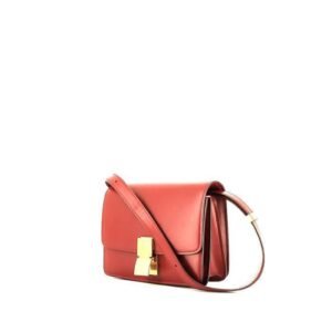 Celine Classic Box mini shoulder bag in red box leather