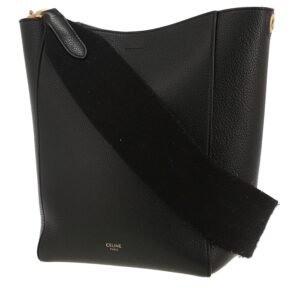 Celine Sac Sangle small model handbag in black grained leather