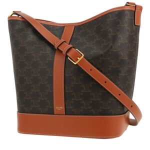 Celine Seau medium model shoulder bag monogram canvas and brown leather