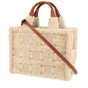 Celine Thais handbag in beige sheepskin and brown leather