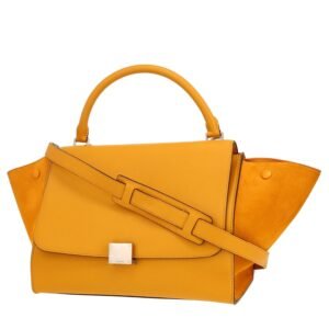 Celine Trapeze handbag in yellow leather and yellow Veau velours