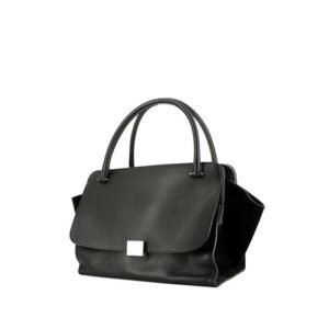 Celine Trapeze large model handbag in black grained leather and black suede