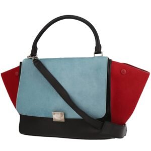 Celine Trapeze medium model handbag in blue and red foal and navy blue leather