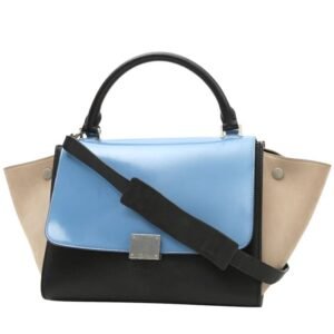 Celine Trapeze small model handbag in tricolor, blue, black and beige leather