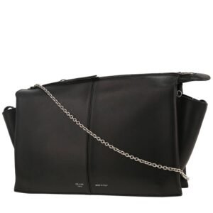 Celine Tri-Fold shoulder bag in black leather