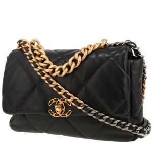 Chanel 19 shoulder bag in black quilted leather