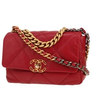 Chanel 19 shoulder bag in burgundy quilted leather