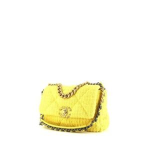 Chanel 19 shoulder bag in yellow tweed