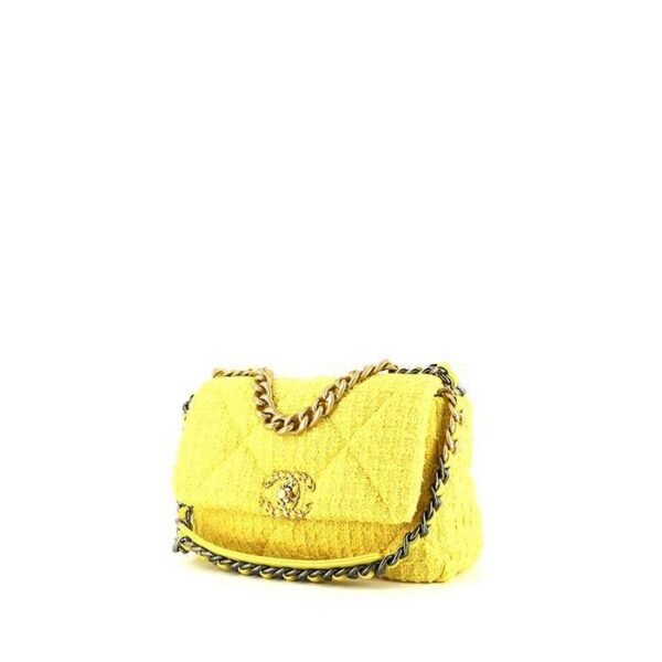 Chanel 19 shoulder bag in yellow tweed
