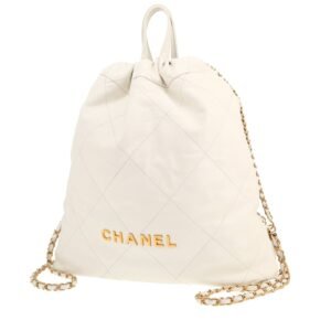 Chanel 22 backpack in white leather
