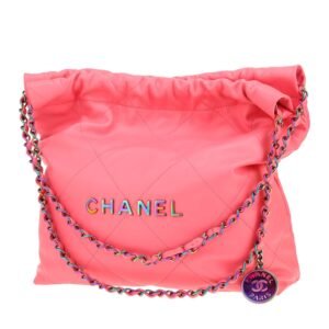 Chanel 22 shopping bag in pink leather
