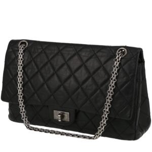 Chanel 2.55 handbag in black quilted leather