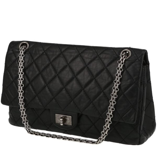 Chanel 2.55 handbag in black quilted leather