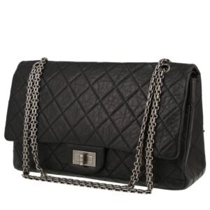 Chanel 2.55 handbag in black quilted leather