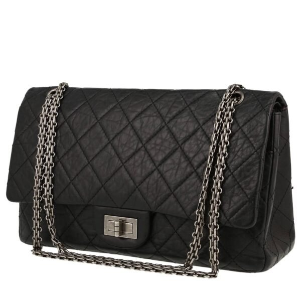 Chanel 2.55 handbag in black quilted leather