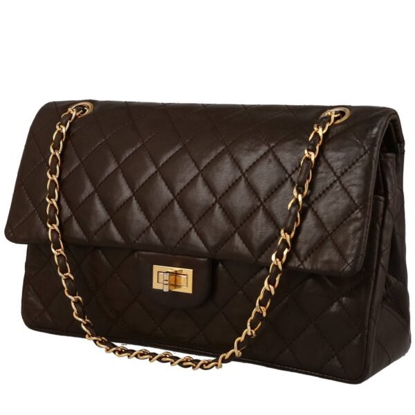 Chanel 2.55 handbag in brown quilted leather