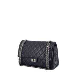 Chanel 2.55 handbag in navy blue quilted leather