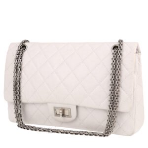 Chanel 2.55 handbag in white quilted leather