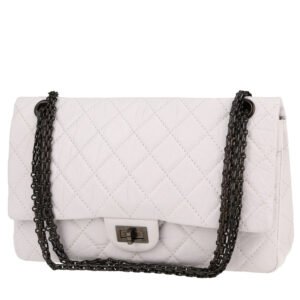 Chanel 2.55 handbag in white quilted leather