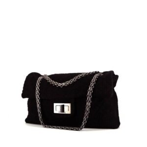 Chanel 2.55 large model shoulder bag in black tweed