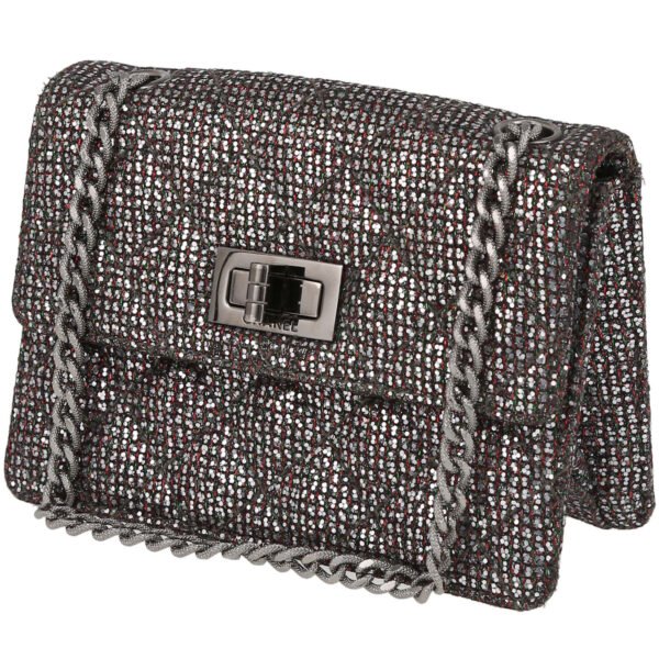 Chanel 2.55 mini handbag in silver quilted canvas