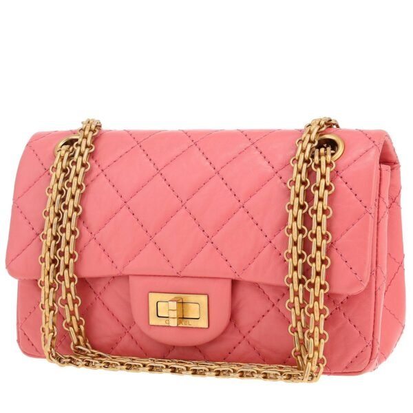 Chanel 2.55 mini shoulder bag in pink quilted leather