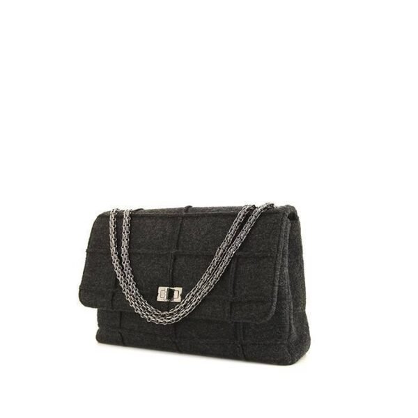Chanel 2.55 shoulder bag in anthracite grey felt lined whool