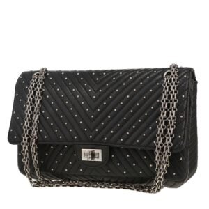 Chanel 2.55 shoulder bag in black chevron quilted leather