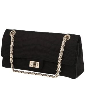 Chanel 2.55 shoulder bag in black satin