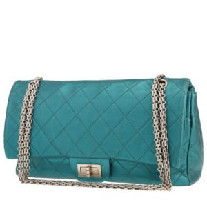 Chanel 2.55 shoulder bag in metallic blue quilted leather