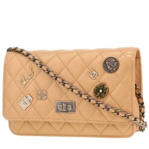 Chanel 2.55 - Wallet on Chain shoulder bag in beige quilted leather
