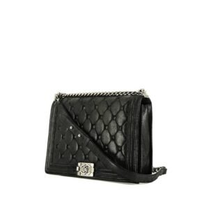Chanel Boy large model shoulder bag in black quilted leather