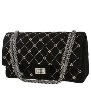 Chanel Chanel 2.55 shoulder bag in black woollen fabric