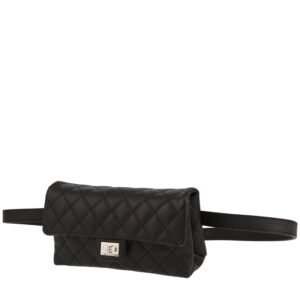 Chanel clutch-belt in black grained leather