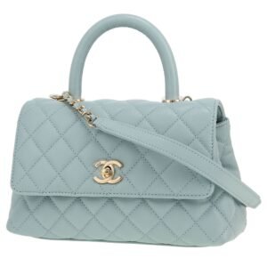 Chanel Coco Handle shoulder bag in blue quilted grained leather