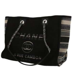 Chanel Deauville shopping bag in black and grey canvas