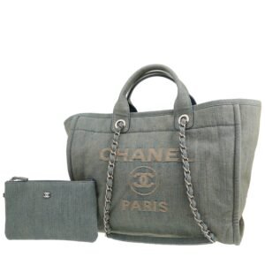 Chanel Deauville shopping bag in blue denim canvas