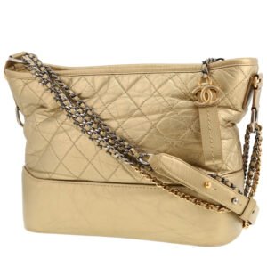 Chanel Gabrielle medium model shoulder bag in gold quilted leather