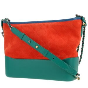 Chanel Gabrielle medium model shoulder bag in green and blue leather and red nubuck