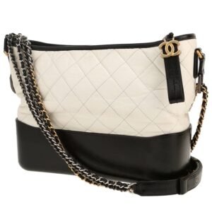 Chanel Gabrielle medium model shoulder bag in white and black quilted leather