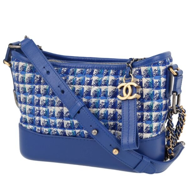 Chanel Gabrielle small model shoulder bag in blue canvas and blue leather