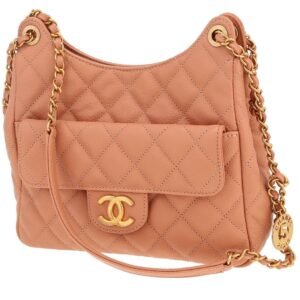Chanel Hobo shoulder bag in powder pink quilted grained leather