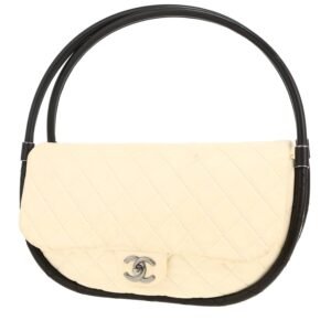 Chanel Hula Hoop handbag in black and off-white leather