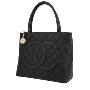 Chanel Medaillon handbag in black quilted grained leather